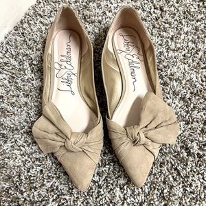 Libby Edelman tan flats with bow size 8
